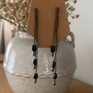 BOGO dark silver color Black bead Cascading Earrings | Boho Organic Minimalist